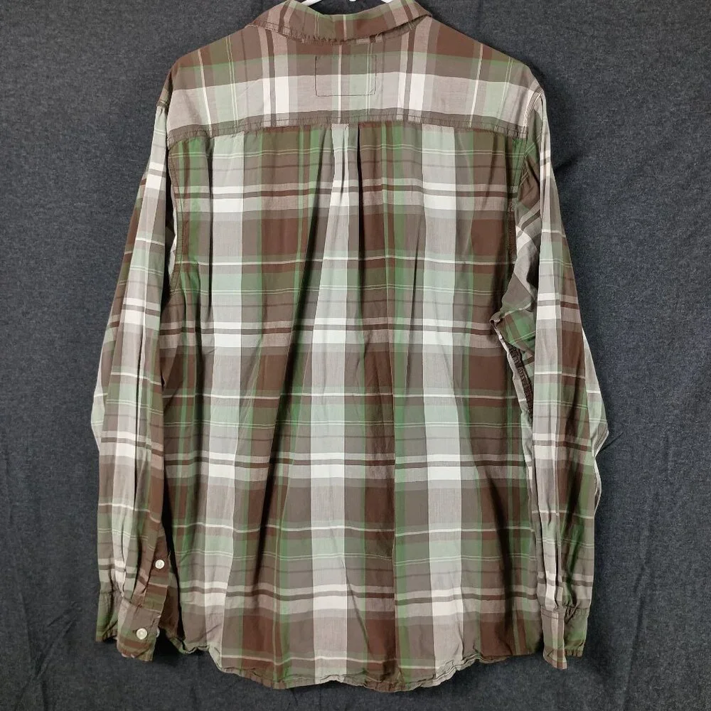 The North Face Plaid Hillside Shirt Mens XL Green Brown Outdoor Gorpcore